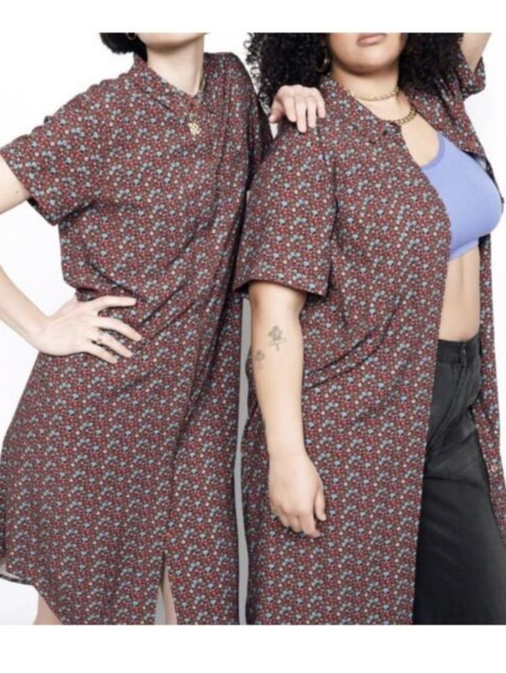 Wildfang The Empower Short Sleeve Shirt Dress Floral Unisex Midi Size XS NWT - Picture 2 of 15